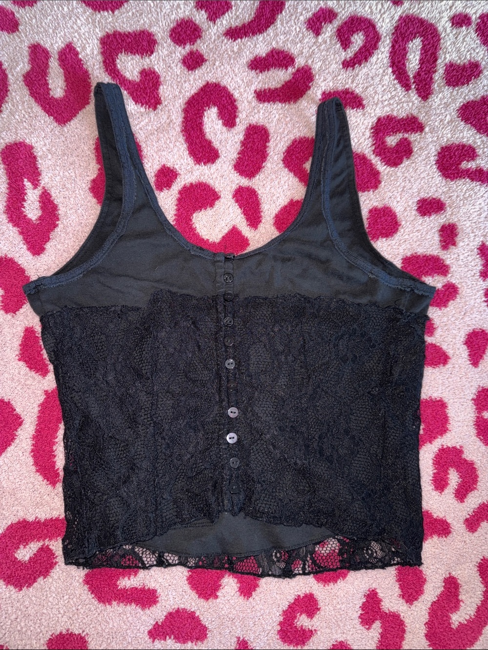 Free People Black Lace Crop Tank Top